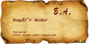 Bogár Andor névjegykártya