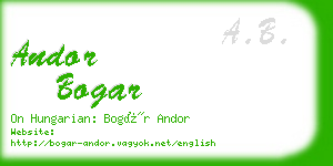 andor bogar business card